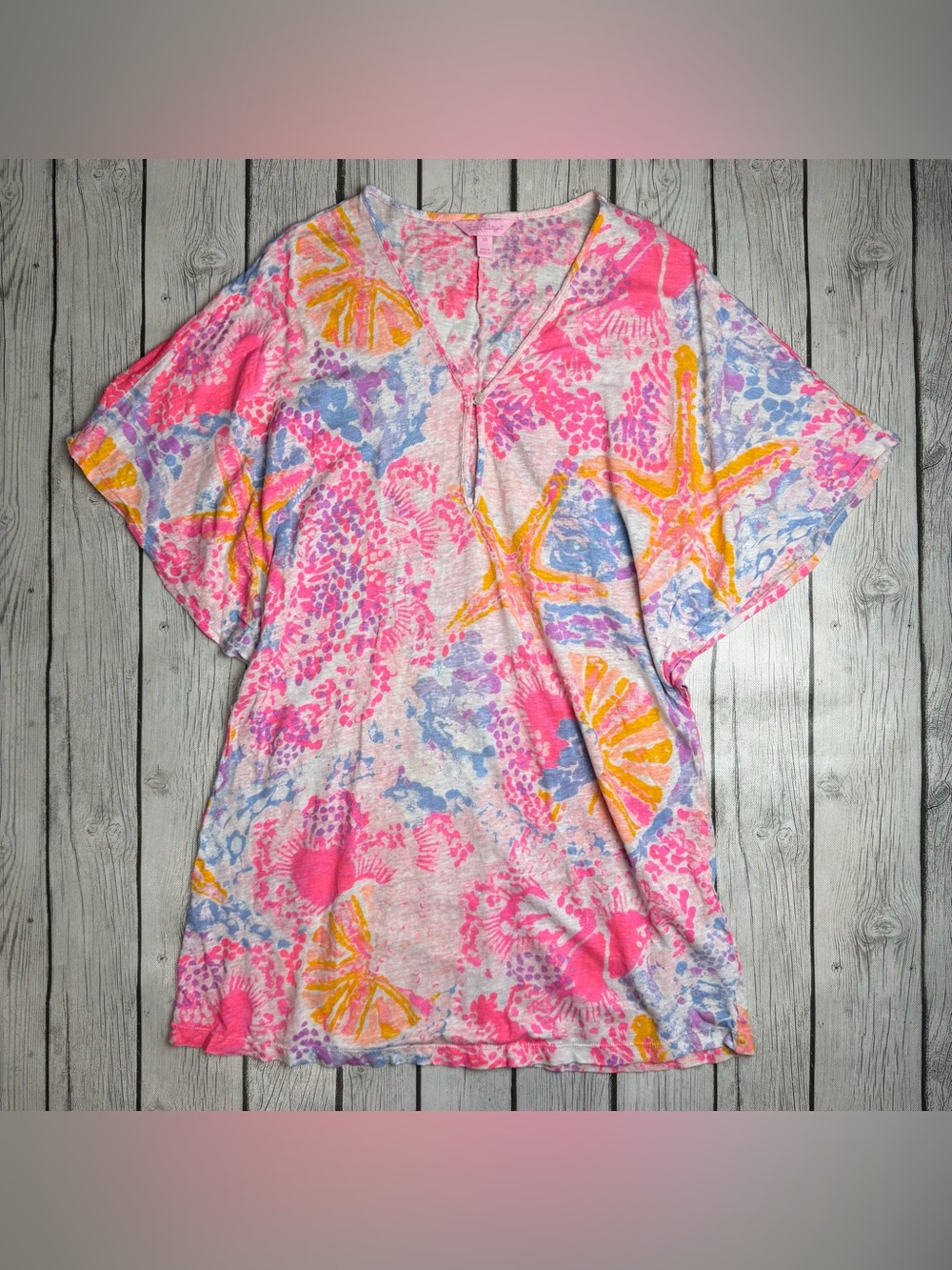 Lilly Pulitzer Women's XS Balleta Beach Coverup 100% Linen Bohemian Beach